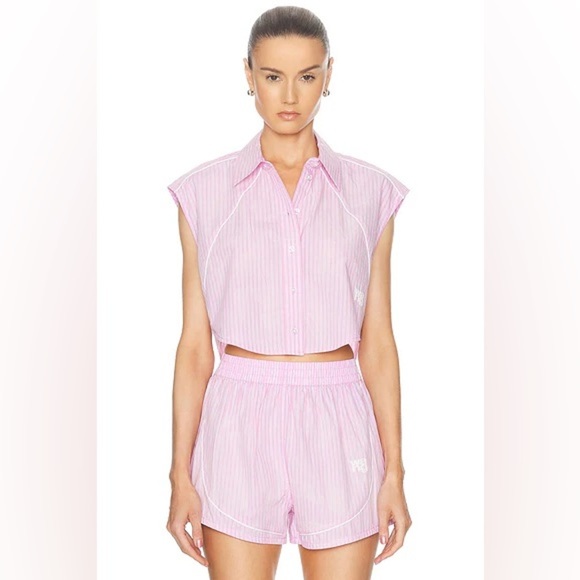 Alexander Wang Tops - ALEXANDER WANG Matching Set Poplin Cropped Sleeveless Top & Shorts Size XS NWT